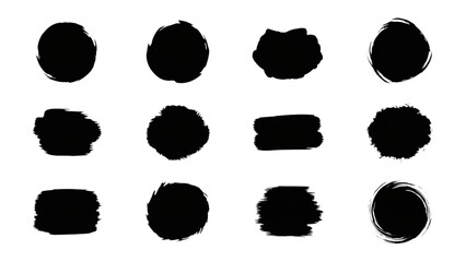 Vector Icon Sheet Featuring Brushstroke Shapes and Silhouettes © Icon Master PNG