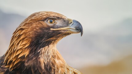 Majestic Golden Eagle Portrait Sunlight Highlights Detailed Feathers Natural Wildlife Art