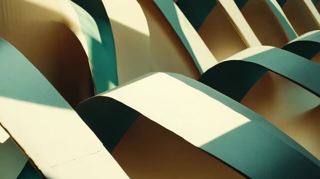 Curved lines intertwining, forming an abstract undulating pattern with light and shadow defining its three dimensional woven structure, creating a dynamic visual experience