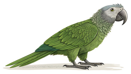 Obraz premium Isolated Close-up of a kakapo parrot in its natural habitat over a white background.