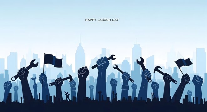 Labour day celebration with workers in protest labour rights movement