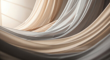 Obraz premium Close-up of flowing fabric with smooth curves and neutral tones.