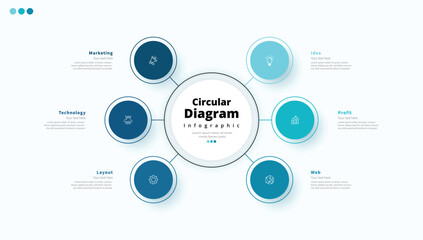 Modern minimalist, elegant, clean, circular steps, editable infographic design template, vector