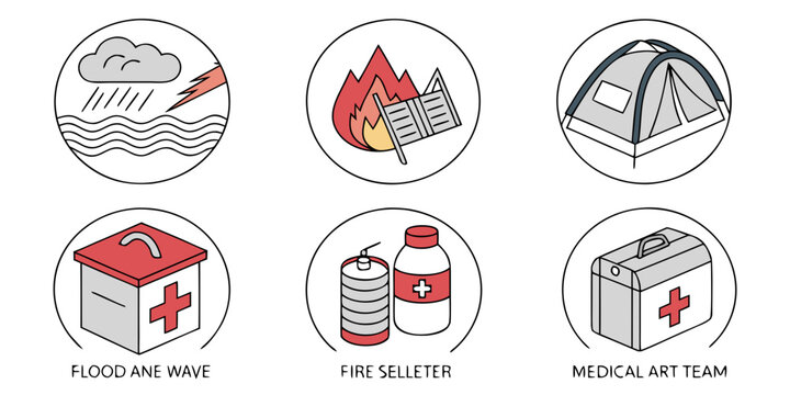 Weather symbols representing various meteorological conditions and phenomena Vector