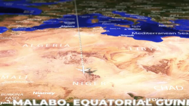 Flight From Amsterdam NETHERLANDS to Malabo EQUATORIAL GUINEA with flag pins