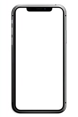 Realistic image of a modern rectangular smartphone with a notch and blank screen