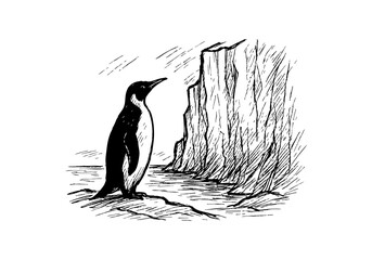 Penguin hand drawn simple sketch vector illustration