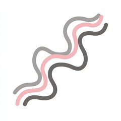 Fototapeta premium Simple design of three wavy, parallel lines in grey, pink, and dark grey on white background
