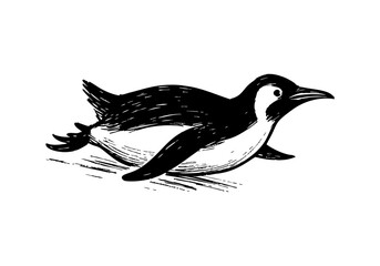 Penguin hand drawn simple sketch vector illustration