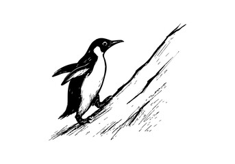 Penguin hand drawn simple sketch vector illustration