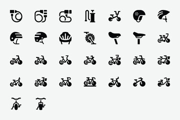 Fototapeta premium Bicycles Solid Icon Set