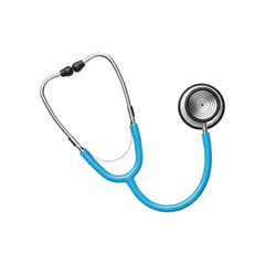 Blue stethoscope curved on a black background for medical use