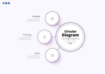 Naklejka premium Modern minimalist, elegant, clean, circular steps, editable infographic design template, vector