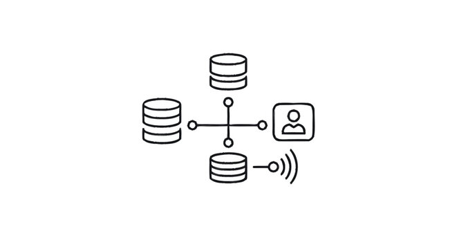 Database Network Connection and User Access Icon.