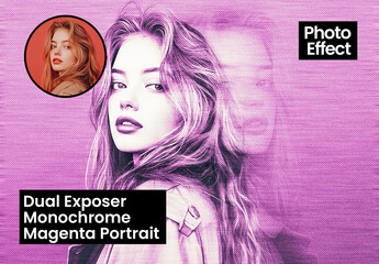 Dual Exposer Monochrome Magenta Portrait Photo Effect