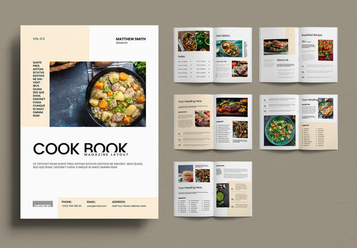 Modern Cook Book Magazine Template Layout