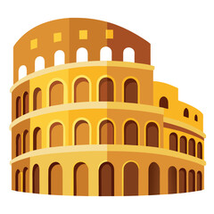 Naklejka premium Ancient Roman Colosseum historic landmark illustration showcasing iconic architectural grandeur in Italy