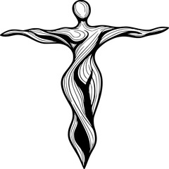 Obraz premium Silhouette illustration of a man and woman with a man dancing