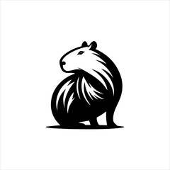 Fototapeta premium Capybara silhouette presented as a calm black vector emblem design. Wildlife animal icon concept