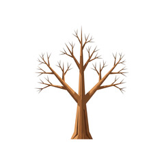 Obraz premium Bare deciduous tree silhouette in winter or dormancy, skeletal branches reaching upwards