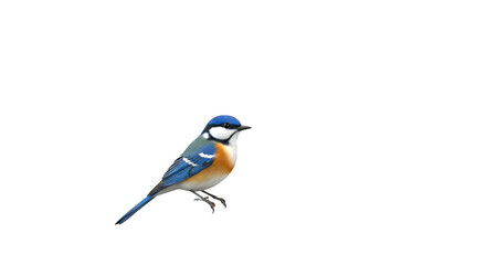 Obraz premium Blue-capped bird with orange breast and blue wings