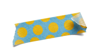 short strip of blue masking tape with large yellow polka dots, isolated on a transparent background. © HOAI PHAM