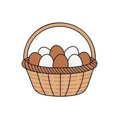 Fresh Easter Eggs in a Woven Basket for Spring Celebration and Holiday Decor