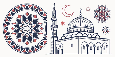 A collection of intricate patterns and designs inspired by islamic art and architecture Vector © zon
