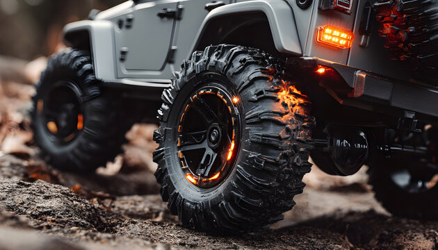 Offroad tires and wheels of rc model suv car
