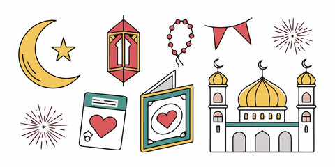 Fototapeta premium A vibrant illustration featuring symbols of love, celebration, and cultural diversity. Vector