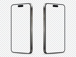 Smartphones with empty transparent screens. Mobile phone isolated on transparent background