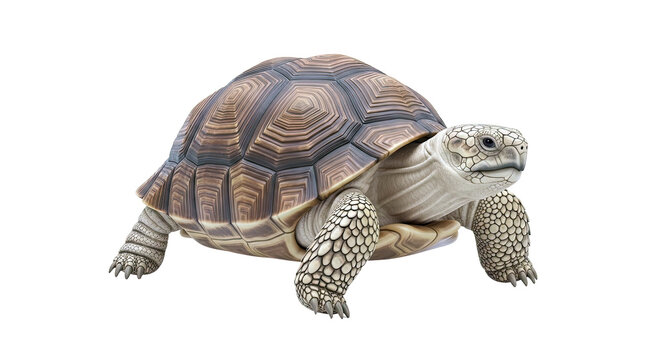 African Spurred Tortoise on a White Background