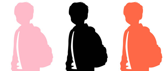 Silhouettes children with backpack