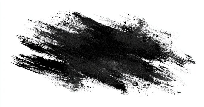 A monochrome smear of black paint against a white background, rough brushstrokes visible