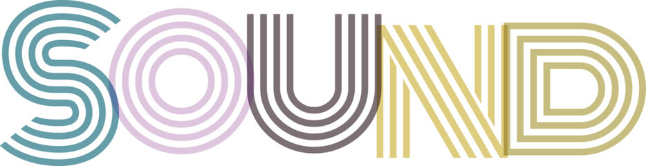 Sound word typography design featuring thick multiple line construction and earthy vintage color palette for audio studio © Md Asif Shahnaoaz