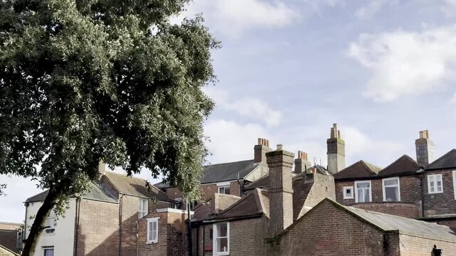 Traditional Red Brick Houses and Chimneys in Gosport England