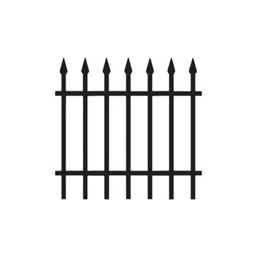 Spear top iron fence gate silhouette vector design