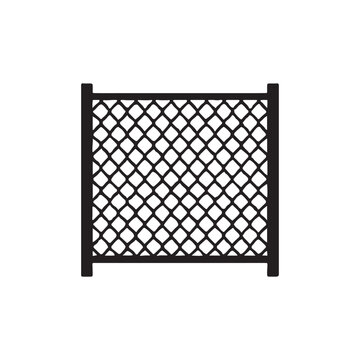 Chain link fence gate panel silhouette vector isolated on white background