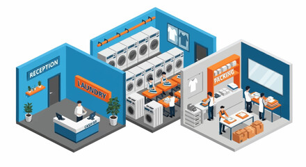 Obraz premium 3D rendering of a modern exhibition stand with various sections.