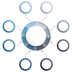 Naklejka premium Circle diagram template with six puzzle elements, infographic template