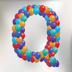 Obraz premium Letter I from colorful balloons font for celebration birthday