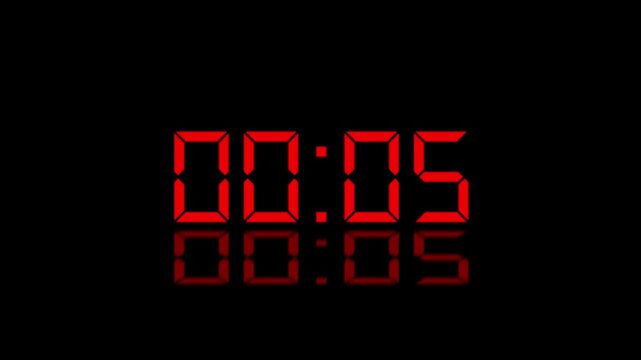 10 to 0 second modern digital countdown timer animation, 10 seconds simple countdown timer a black background. 4k video.