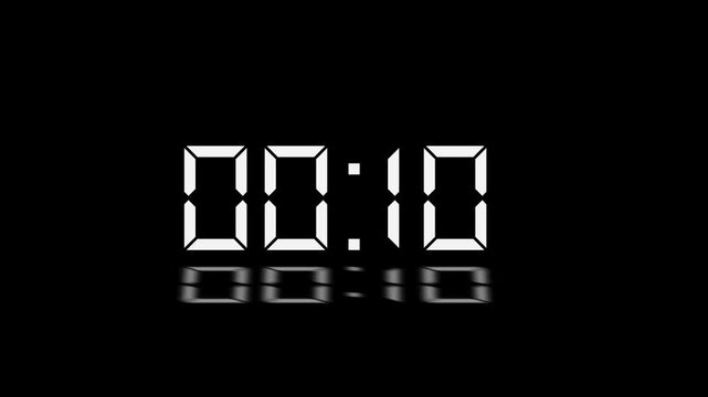15 to 0 second modern digital countdown timer animation, 15 seconds simple countdown timer a black background. 4k video.