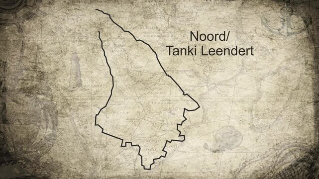 Noord - Tanki Leendert Aruba map drawn on a cartography background sheet of paper