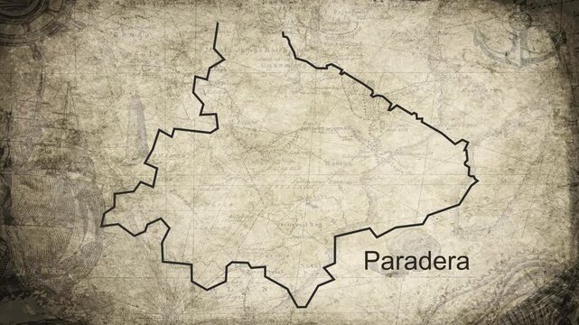 Paradera Aruba map drawn on a cartography background sheet of paper