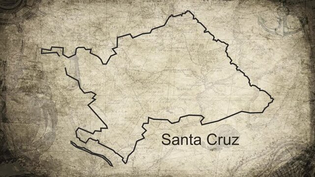 Santa Cruz Aruba map drawn on a cartography background sheet of paper