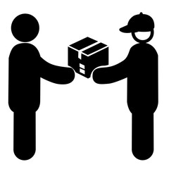 delivery worker giving a package to a receiver	