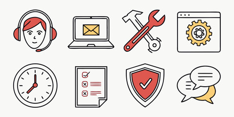 Collection of icons representing various software tools and applications Vector