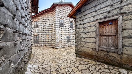 The popular tourist houses known as Button Houses are distinguished by their exquisite stonework and beautiful wood.