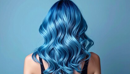 綺麗な青髪　後ろ姿